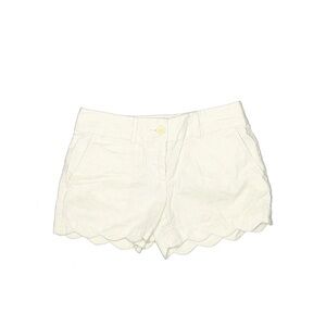 White Scalloped Hem Shorts